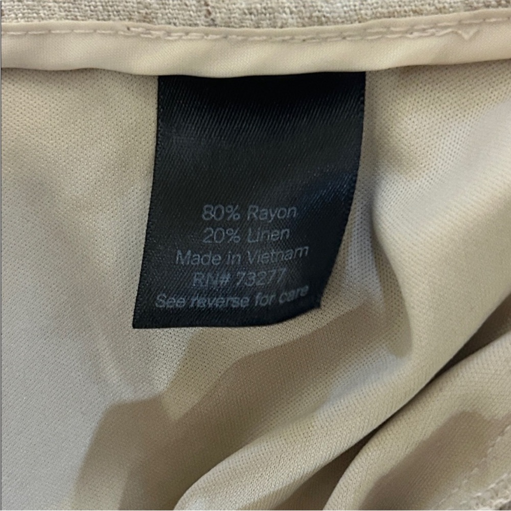 Vera Wang Beige Wide-Leg Linen Pants - Picture 5 of 11